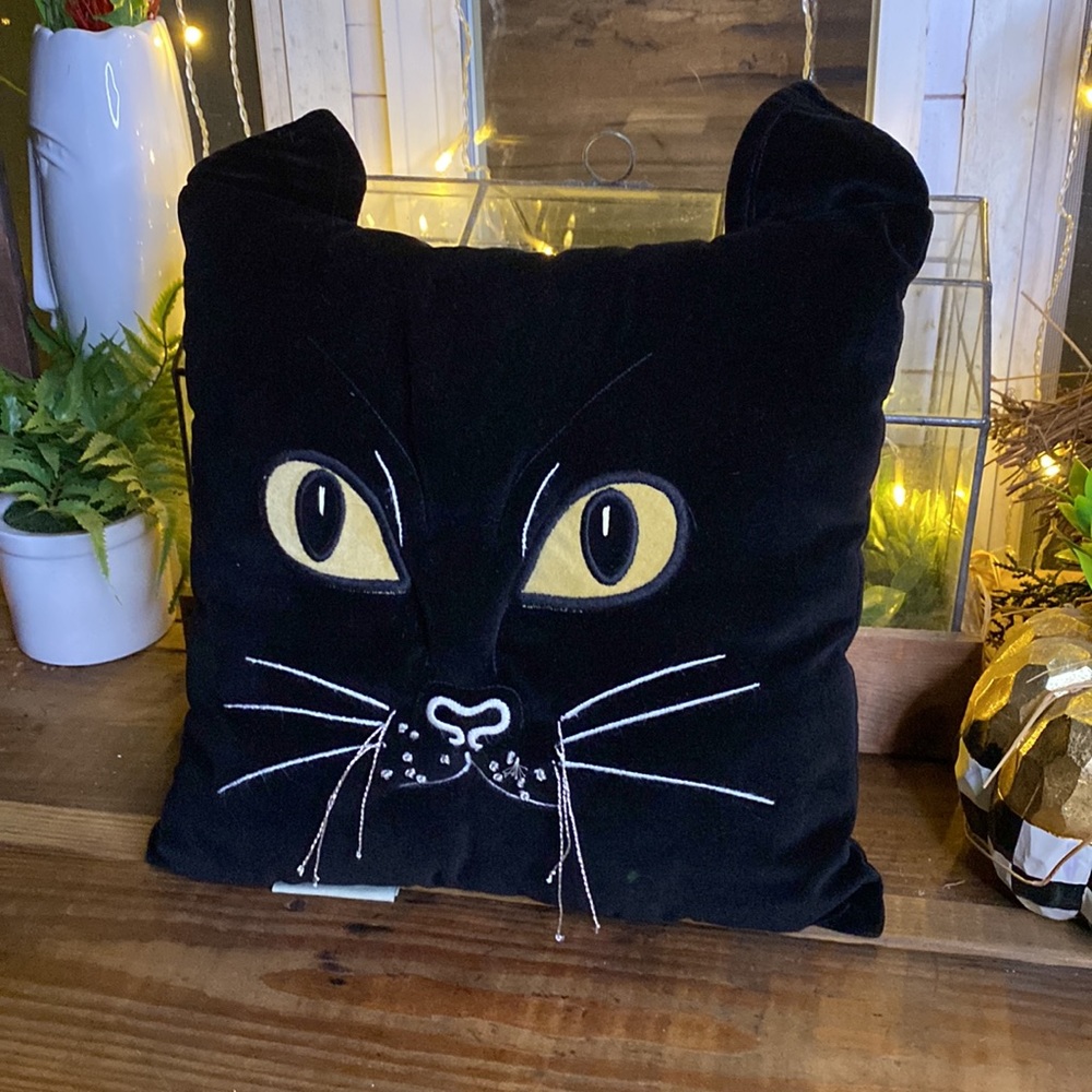 Pottery Barn Magic Cat Throw Pillow Retired & Rare 2015 Halloween Collection🐈‍⬛ - Picture 3 of 16